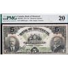 Image 2 : The Bank of Montreal 1912 $5 #129034 CH-505-52-02 PMG Very Fine-20 - Scarce date and seldom seen on 