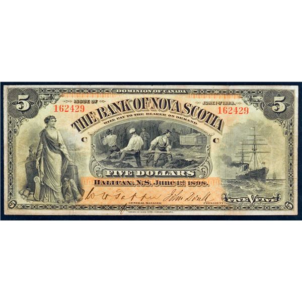 The Bank of Nova Scotia; 1898 $5 #162429 CH-550-28-04, PMG Very Fine-20. This could be a once-in-a-l