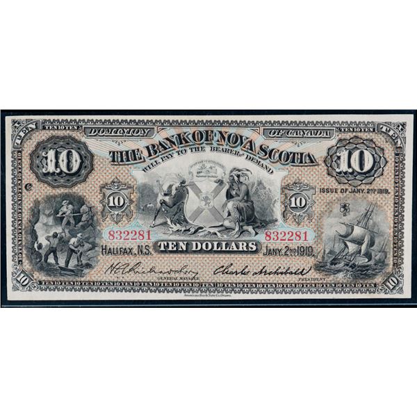The Bank of Nova Scotia; 1919 $10 #832281 CH-550-18-16, Legacy Currency Grading Choice Very Fine-35P