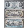 Image 1 : The Royal Bank of Canada 1913 $5, $10 "Battleship", $20 "Train" Lot of 3 notes Fine to VF.  A nice g