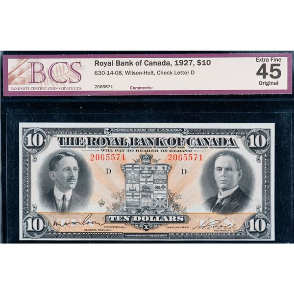 The Royal Bank of Canada 1927 $10 #2065571 CH-630-14-08 BCS Choice Extra Fine-45