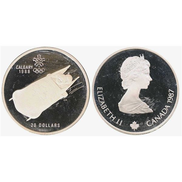 Error RCM coin; 1987 $20 Olympic Bobsleigh Coin ICCS PF67.  W/No Edge Lettering.