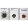 Image 1 : Error;  1924 1¢ Struck through Grease, 1939 5¢ Defective Planchet & 1998 5¢ Doubling on Obv.  Lot of