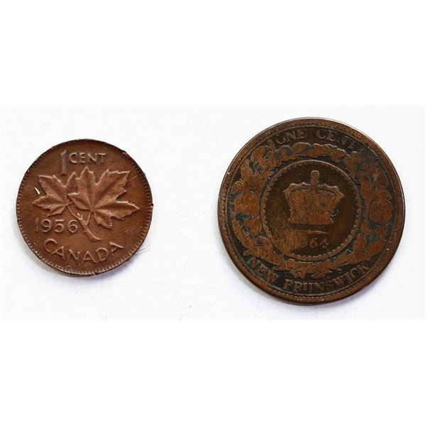 Error;  1956 1¢ & N.B. 1864 1¢ both w/Thin Planchets.
