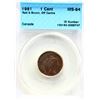 Image 2 : Error;  1961 1¢, CCCS MS64RB.  Struck Off-Centre 20% w/Cap strike details.