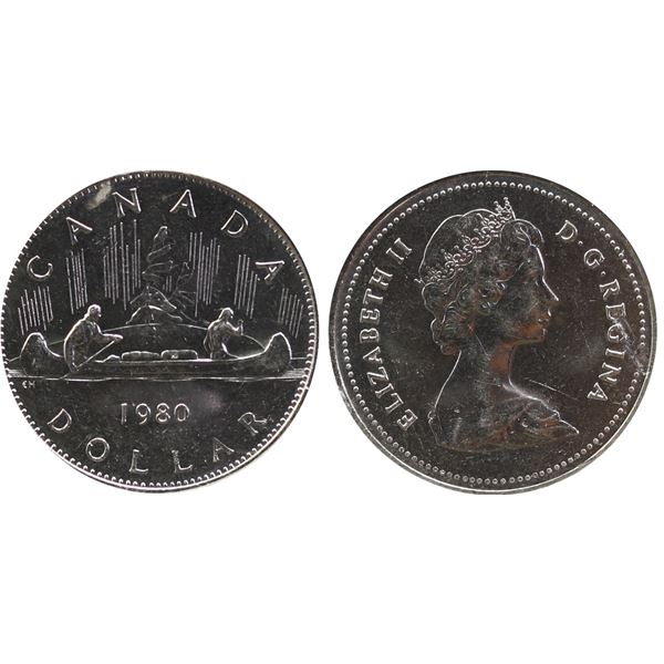 Error;  1980 $1 Nickel CCCS AU58.  Designated as Struck Through.  See Pic.