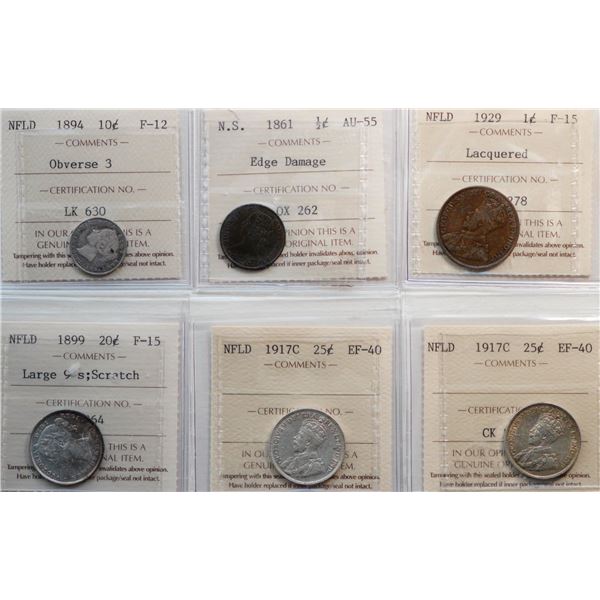 Maritimes coin Lot; includes various denominations, dates and grades.  Some with minor issues.  All 