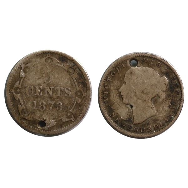 Nfld; 1873H 5¢ Filler - rare date.  Graded by Sandy Campbell.