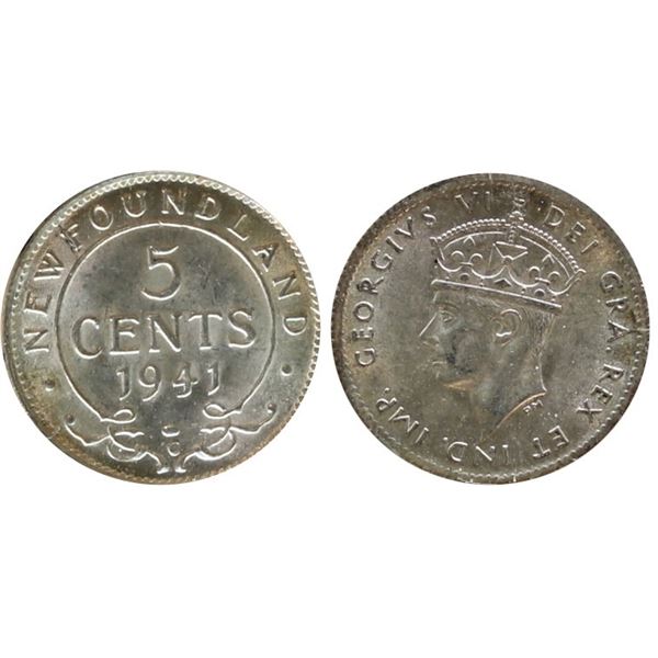 Nfld; 1941-C 5¢ ICCS Choice Mint State-64