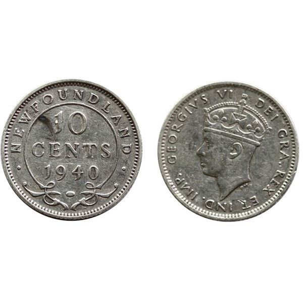 Nfld; 1940 10¢  "Re-Engraved date" EF or better.