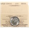Image 2 : Nfld; 1941-C 10¢ ICCS Choice Mint State-64 Blast white example.