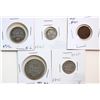 Image 1 : Nfld; 1943 1¢, 1945-C 5¢, 1945-C 10¢, 1912 20¢, 1911 50¢.  Lot of 5 coins VG to VF.
