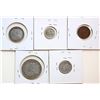 Image 2 : Nfld; 1943 1¢, 1945-C 5¢, 1945-C 10¢, 1912 20¢, 1911 50¢.  Lot of 5 coins VG to VF.