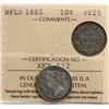 Image 1 : Nfld; 1885 10¢ ICCS Very Fine-20