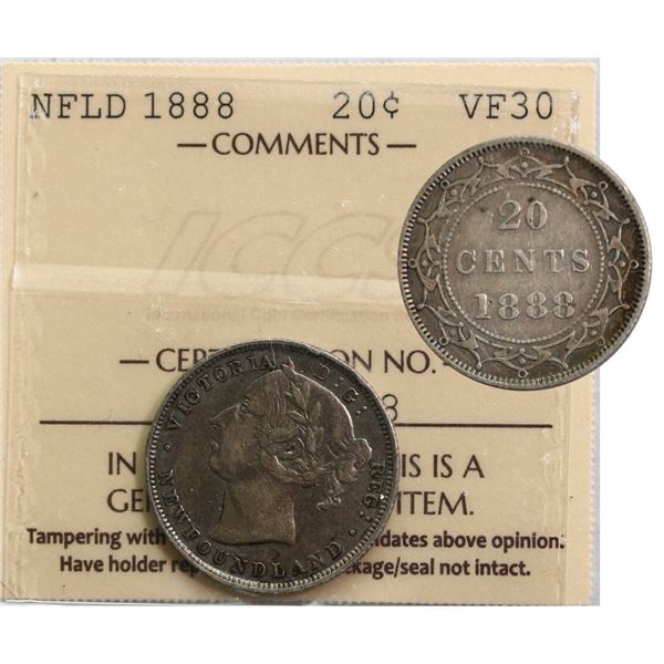 Nfld; 1888 20¢ ICCS Choice Very Fine-30