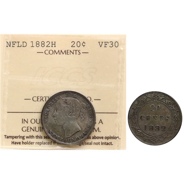 Nfld; 1882H 20¢ ICCS Choice Very Fine-30