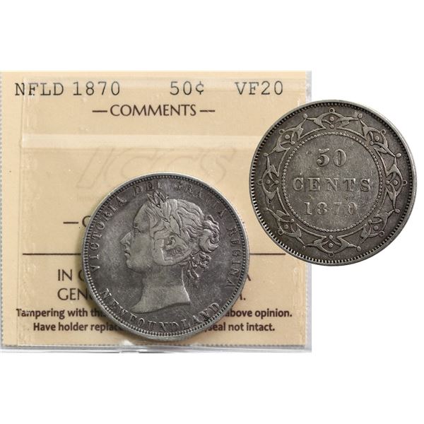 Nfld; 1870 50¢ ICCS Very Fine-20