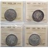 Image 1 : Nfld; 1872H 50¢, 1880, 1882H, 1900.  Lot of 4 coins all certified ICCS Fine-12