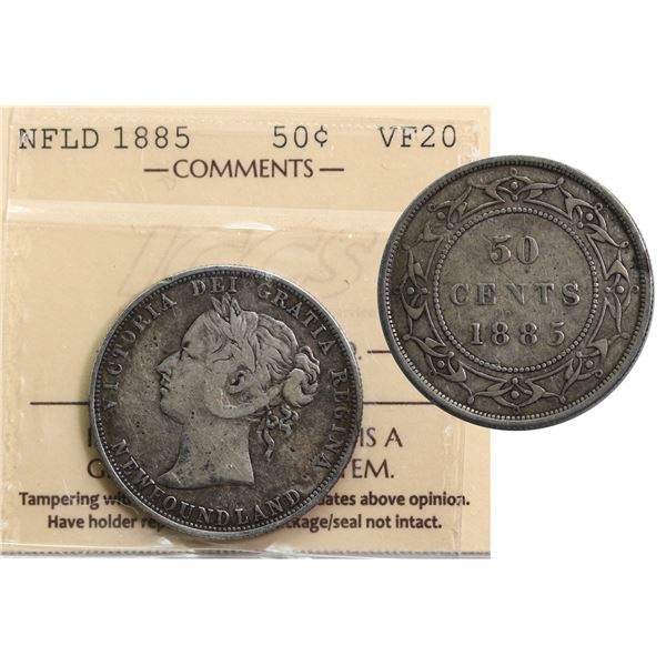 Nfld; 1885 50¢ ICCS Very Fine-20