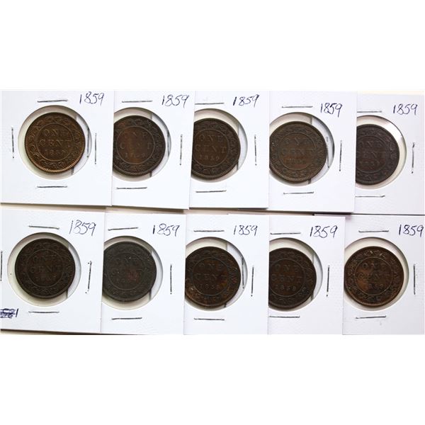 1859 1¢ VG to VF.  A nice Lot of 17 pieces.