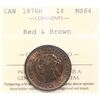 Image 2 : 1876H 1¢ ICCS Choice Mint State-64 RB