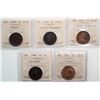 Image 1 : 1876H, 1882H "Obv.2", 1891 "LL LD; Obv 3", 1898H, 1913. All 5 coins ICCS grated Good-6 to Choice Abo