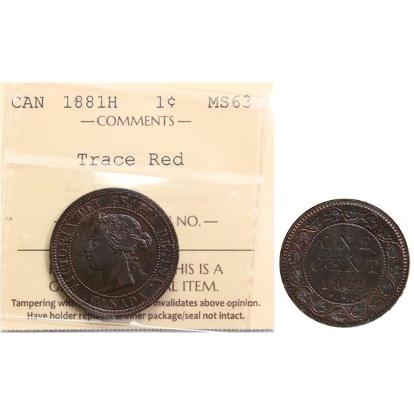 1881H 1¢ ICCS Choice Mint State-63 "Doubling on letters".