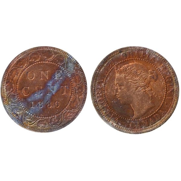 1886 1¢ "Obv 2" ICCS Choice Mint State-64RB