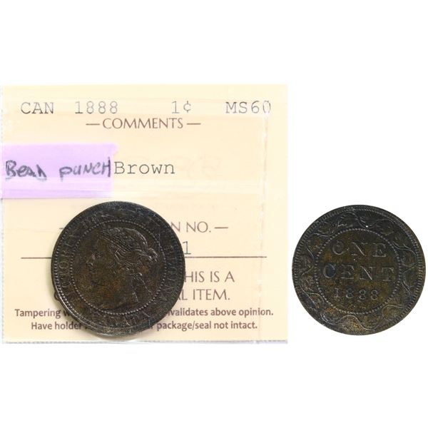 1888 1¢ " Bead Punch" ICCS Mint State-60