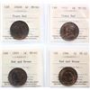 Image 1 : 1893 1¢, 1896, 1900H, 1912.  Lot of 4 coins ICCS Choice Mint State-62