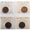 Image 1 : 1893 1¢, 1896, 1905, 1911. All 4 coins ICCS Choice Mint State-62