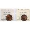 Image 1 : 1895 1¢,1899. Both coins graded ICCS Choice Mint State-63RB