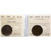 Image 1 : 1896 1¢ Choice Mint State-62 Trace Red & 1907H About Uncirculated-50.  Lot of 2 coins.