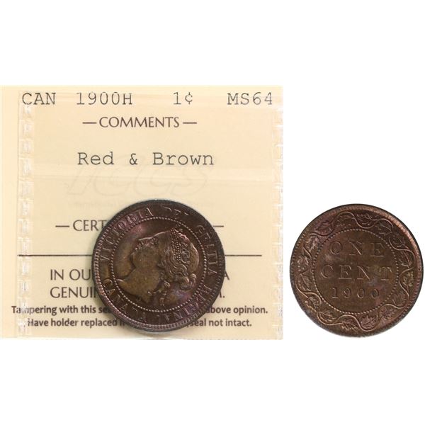 1900H 1¢ ICCS Choice Mint State-64 RB - A lovely wine red example.