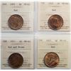 Image 1 : 1901 1¢, 1902, 1911, 1917.  All 4 coins ICCS Choice Mint State-63