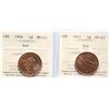 Image 1 : 1904 1¢ & 1911 ICCS Choice Mint State-63RD.  Lot of 2 coins.