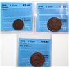 Image 1 : 1909 1¢, 1920 "Small", 1916.  Lot of 3 coins CCCS VF-30 to Choice Mint State-62.