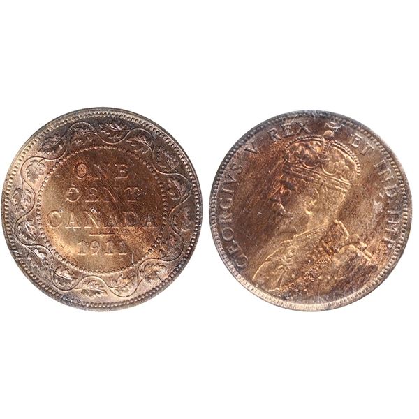 1911 1¢ ICCS Gem Mint State-65 Red