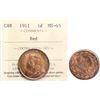 Image 1 : 1911 1¢ ICCS Gem Mint State-65 Red  A flashy example.