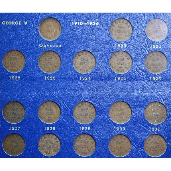 1920-1968 1¢ A nice date set including key dates.  Grades vary from VG to Gem Uncirculated.