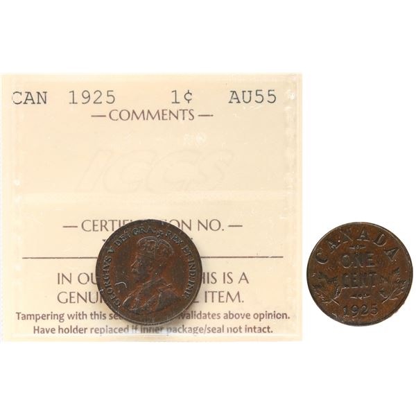 1925 1¢ ICCS Choice About Uncirculated-55