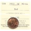 Image 2 : 1933 1¢ ICCS Choice Mint State-64 Red