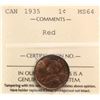 Image 2 : 1935 1¢ ICCS Choice Mint State-64 Red.  90% Red Lustre.