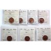 Image 1 : 1937 1¢, 1938, 1940, 1943, 1946, 1947, 1950.  Lot of 7 coins all ICCS Choice Mint State-64 Red