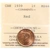 Image 2 : 1939 1¢  ICCS Superb Gem Mint State-66 95% Full Red.