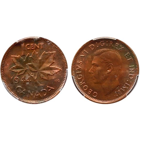 1944 1¢ PCGS Choice Mint State-64RB.  Superb colours with nice and clean surfaces.