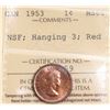 Image 2 : 1953 1¢ "NSF - Hanging 3" ICCS Superb Gem Mint State-66 Red 100% Red Lustre.