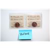 Image 1 : 1953 1¢ "NSF - Hanging 3", 1955 "SF - Hanging 5" Both coins ICCS Gem Mint State-65 Red
