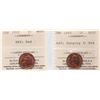 Image 1 : 1953 1¢ "NSF", 1953 "NSF - Hanging 3", Both  coins ICCS Gem Mint State-65 Red.