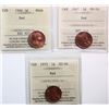 Image 1 : 1966 1¢. 1967, 1975. Lot of 3 coins all ICCS Superb Gem Mint State-66